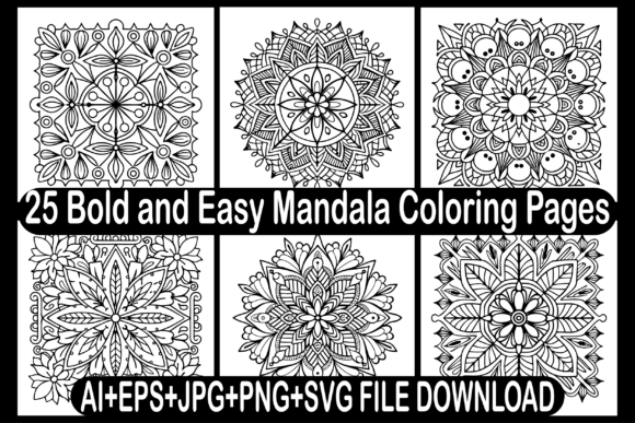 25 Bold Mandala Coloring Pages as a Versatile Graphic Design Asset