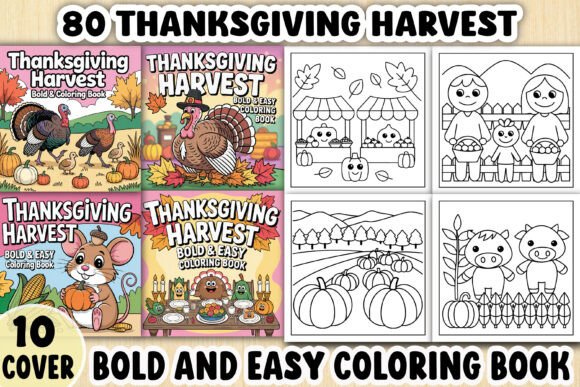 80 Thanksgiving Coloring Pages & Graphics for Digital Creators