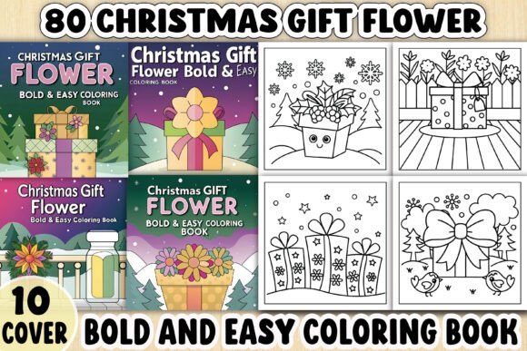 A Bold Graphic for Seasonal Product Lines: Christmas Gift Flower Coloring Page