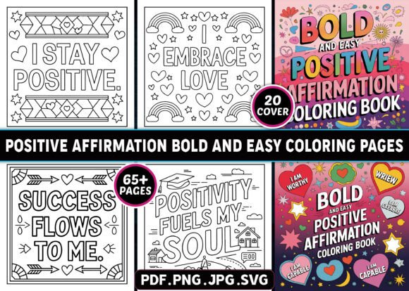 Bold Affirmation Graphics for Editorial Coloring Pages