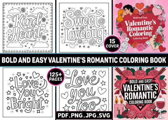 Bold and Easy Romantic Graphics for Branding and Coloring Pages