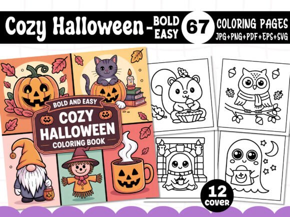 Bold, Easy Cozy Halloween Coloring Book Embroidery Review