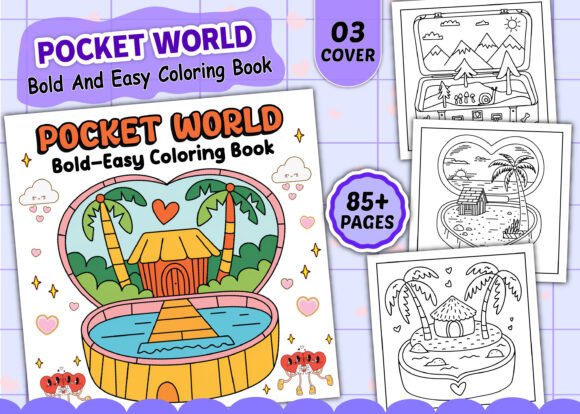 Bold Pocket World Coloring Book Graphics for Publishing