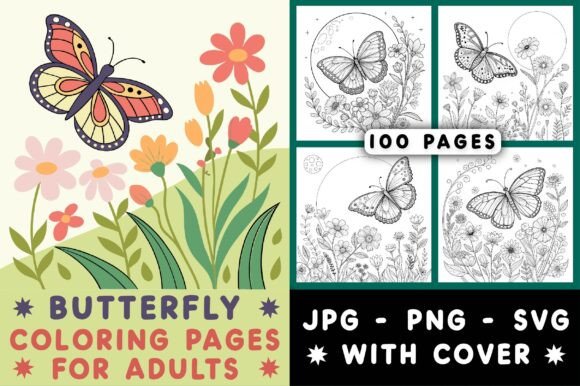 Creative Butterfly Graphics for Adult Coloring Pages & Commercial Products
