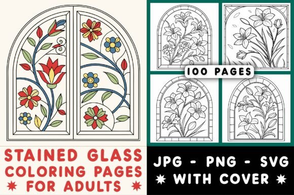 Floral Stained Glass Graphics: A Brand Designer's Review for Coloring Pages