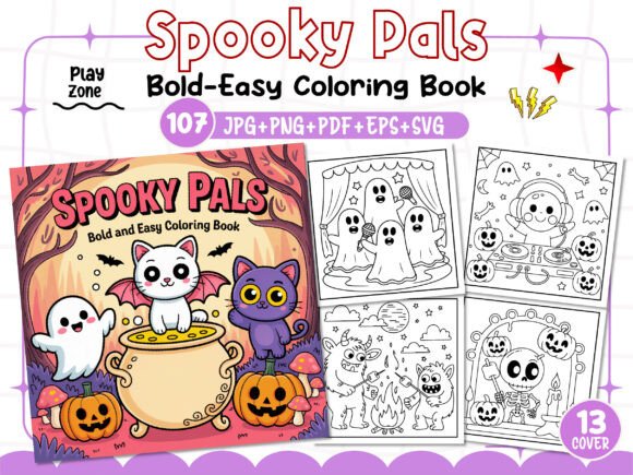 Spooky Pals Halloween Graphics for Coloring Pages and Crafting