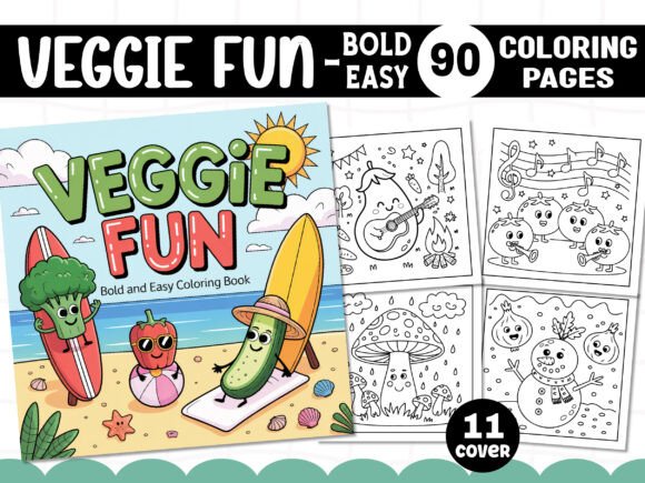 Veggie Fun: Bold Graphics for Editorial Coloring Pages